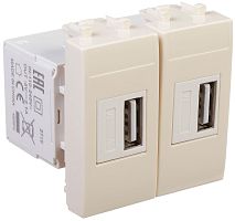 Розетка USB тип А+А модульная DKC Avanti 2-м. 2 мод. 2100мА ванильная дымка картинка